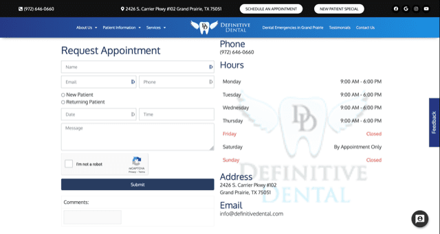dental clinic business contact information