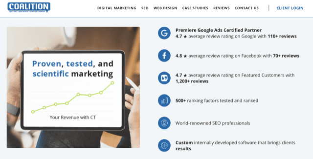 sample digital marketing website with rankings and reviews