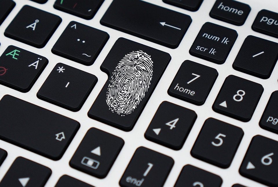 Fingerprint on enter key on a keyboard
