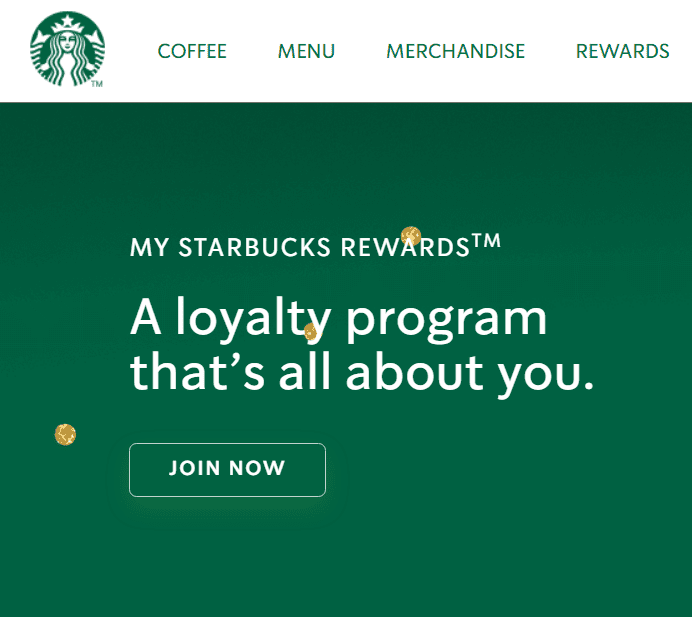 Starbucks loyalty program page
