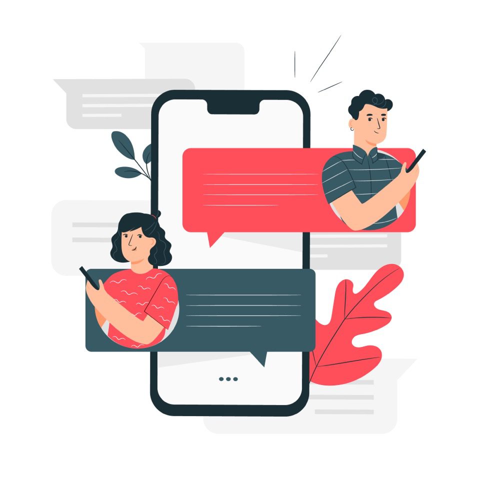 Two people chatting on mobile