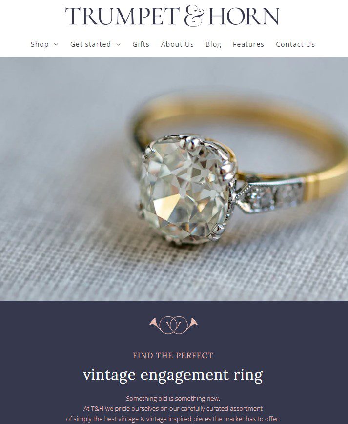 A well-designed jewelry homepage by a website development agency